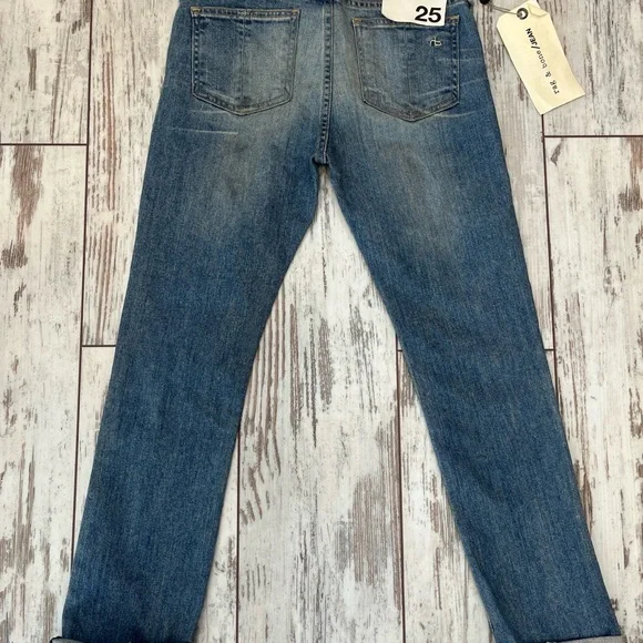 Rag & Bone Distressed Cropped Jeans Raw Hem Size 25 NWT - Picture 6 of 16